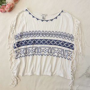 Forever21 Aztec Print Fringe Crop Top